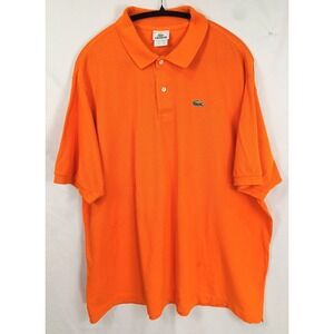 Lacoste Polo Shirt ORANGE Ringer Short Sleeve Mens Alligator Cotton Size 9